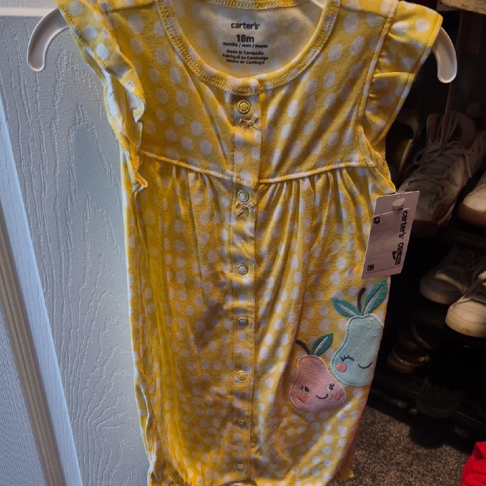 Carter's Yellow and White Polka Dot Baby Romper